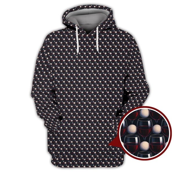 Maxcorners Golf Wine Polos For Golfers, Pattern Golf Shirt, Crazy Golf Shirt For Men