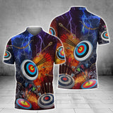 Maxcorners 3D All Over Print Archery Water And Fire Pattern Polo Shirt, Perfect Shirt For Men Women, Archery Team Shirt