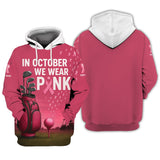 Maxcorners Personalized Breast Cancer Golf Shirt, In October We Wear Pink Shirt With Custom Name, Pink Golf Shirt For Golfer