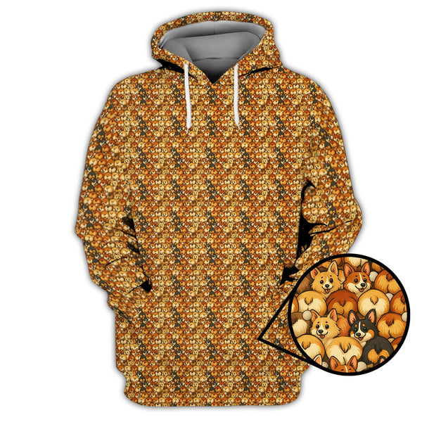 Maxcorners Corgi Pattern Golf Shirt, Funny Dog Golf Shirt, Corgi Golf Shirt For Golfer, Crazy Golf Shirt For Men