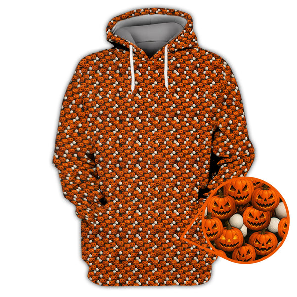Maxcorners Pumpkin Pattern Golf Shirt, Halloween Golf Shirt For Golfes, Crazy Golf Shirt For Golf Lover
