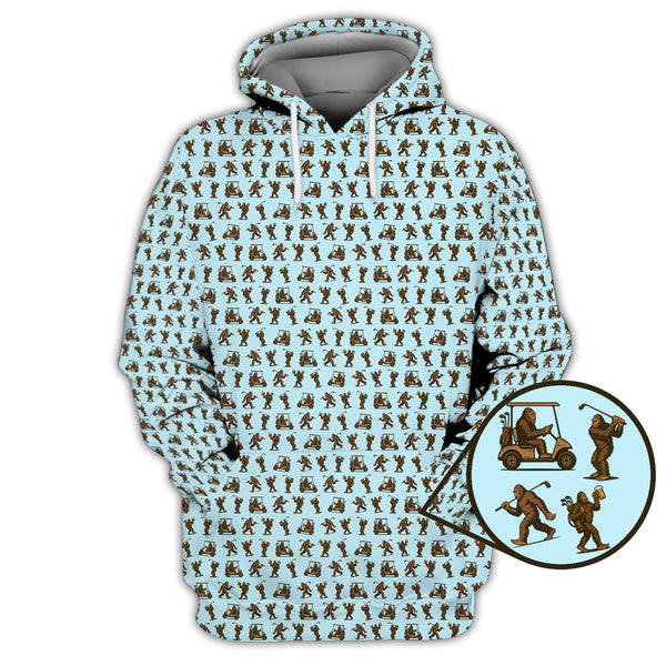Maxcorners Crazy Golf Pattern Shirt, Bigfoot Golf Shirt For Men, Golf Gift For Golfer