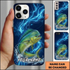 Maxcorners Electric Blue Lightning Splash Custom Name Fishing Phone Case