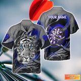 Maxcorners Darts And Tiger Customized Name 3D Hawaiian Shirt