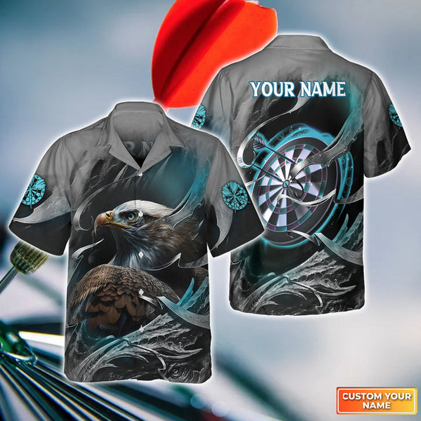 Maxcorners Darts And Eagle Customized Name 3D Hawaiian Shirt