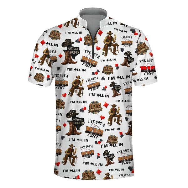 Texas Hold’em Poker Shirt – I’m All In Funny Cowboy Tee – Big Pair Card Game T-Shirt for Men