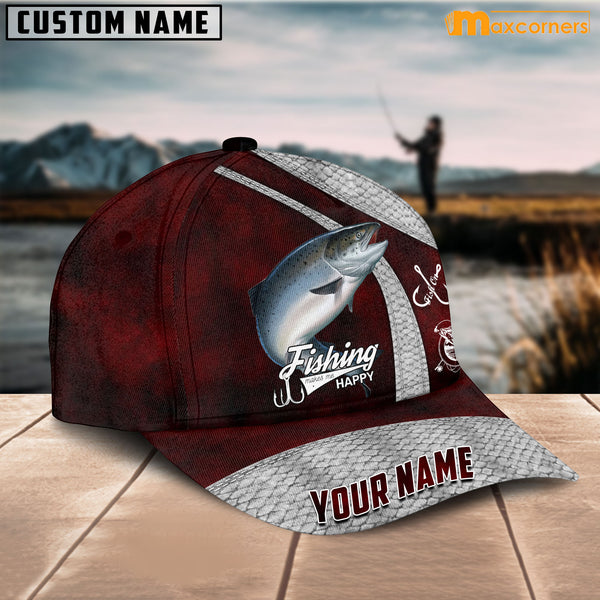 Maxcorners Personalized Salmon Fishing Red Cap