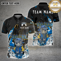 Maxcorners Bowling Shirt Too Cool Bear Cartoon Graffiti Multioptions Personalized Name, Team Name Unisex 3D Shirt