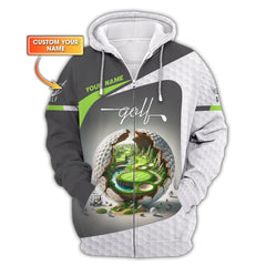 Maxcorners Golf Polo Shirts Unique Golf Ball Design Opening to a Scenic Golf Course, Golf Gifts for Dad, Golf Team Shirts