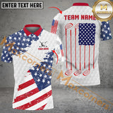 Maxcorners Golf US Flag Multicolor Option Customized Name, Team Name 3D Polo Shirt