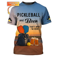 Maxcorners Custom Sunset Pickleball and Beer Shirt – That’s Why I’m Here Funny Gift Tee