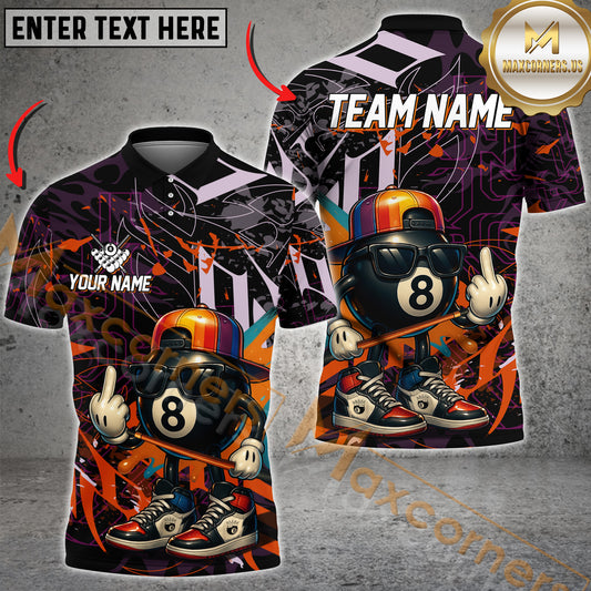Maxcorners Billiard Street Style 8-Ball Multicolor Customized Name, Team Name 3D Shirts