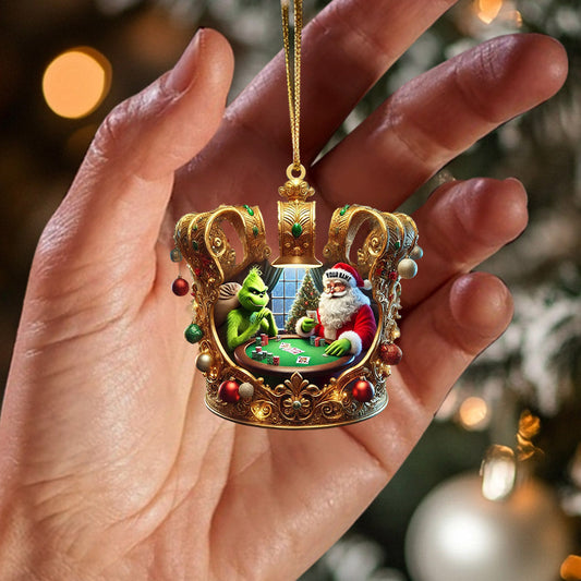 Maxcorners Poker King Santa Home Decor Christmas Ornament, Personalized Ornament 2D Flat LM2211