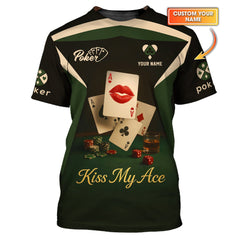 Maxcorners Kiss My Ace Poker Shirt, Funny Poker Polos, Personalized Name Poker ShirtsLM1009