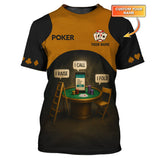 Personalized Name Poker Shirt, I Raise I Call I Fold Polos, Funny Poker T-Shirts For Players