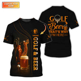 Maxcorners Golf & Beer Polos, Funny Beer Golf Shirt For Men's, Custom Name Golf Shirts For Beer Lovers