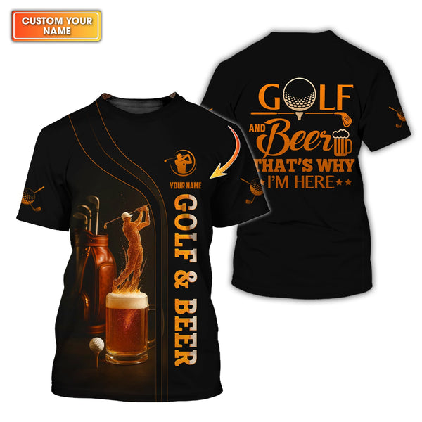 Maxcorners Golf & Beer Polos, Funny Beer Golf Shirt For Men's, Custom Name Golf Shirts For Beer Lovers