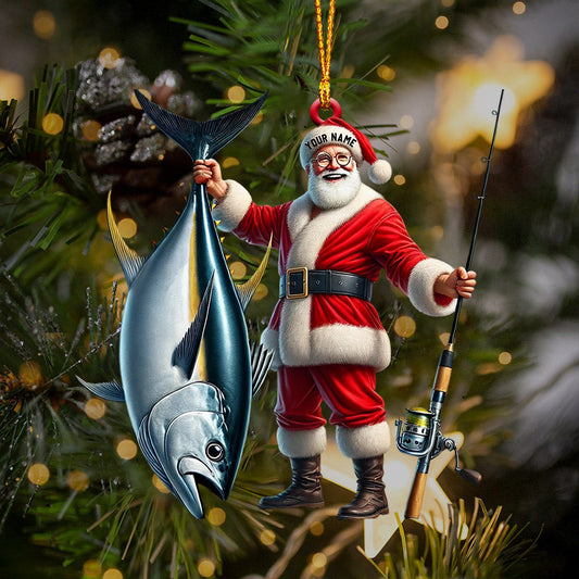 Maxcorners Santa Fishing Home Decor Christmas Ornament, Personalized Ornament 2D Flat LM2211