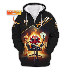 Maxcorners Fire-Whiskey with Poker Chip Boss T-Shirt, Poker Shirts for Men, Gift For Poker PlayersLM1009