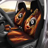 Maxcorners 8 Ball Billiard Fire Personalized Name Car Seat Covers Universal Fit (2Pcs)