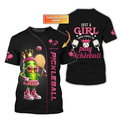 Maxcorners Just A Girl Who Loves Pickleball Shirt – Cute Custom Name Tee For Pickleball Players