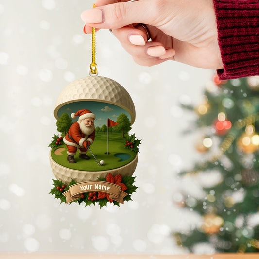 Maxcorners Golf Santa, Home Decor, Christmas Ornament, Personalized Ornaments 2D Flat LM2111