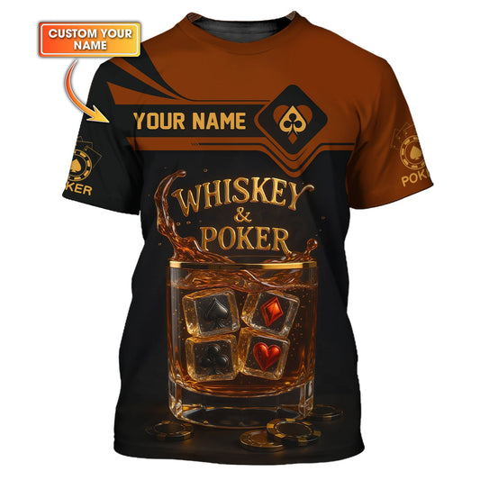 Maxcorners Custom Poker Shirts, Whiskey Poker Custom Name Shirt for Men, Poker Gift for LoverLM1009