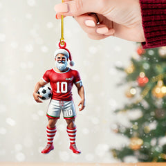 Maxcorners Santa Soccer Player Ornament, Personalized Ornament 2D Flat LM2211