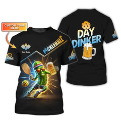 Maxcorners Day Dinker and Beer Pickleball Custom T Shirt - Pickle Funny Design - Personalized Pickleball Apparel - Pickleball Outfit Gifts LM0509