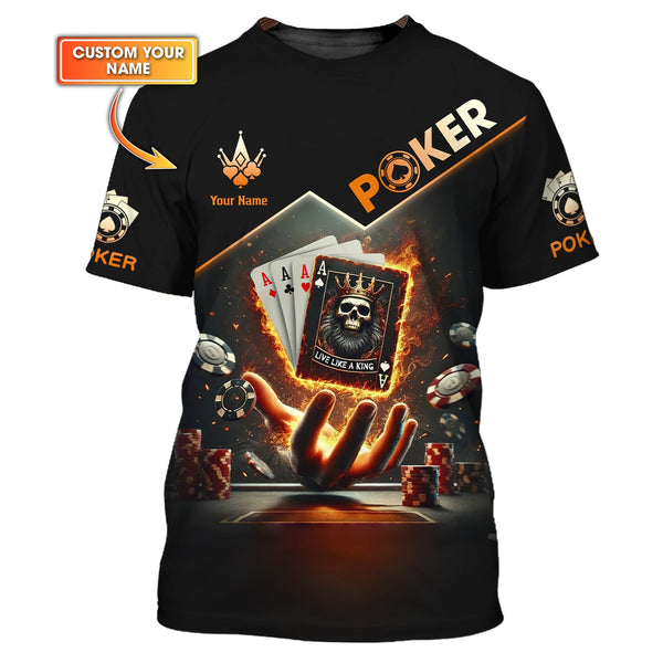 Live Like a King-Skull King Card Poker Custom T-Shirt, Personalized Poker Jersey, Gift For Poker Players