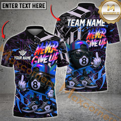 Maxcorners Billiard Never Give Up 8-Ball Multicolor Customized Name, Team Name 3D Shirts