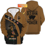 Custom Poker Shirts, Never Underestimate An Old Man Poker Chips T Shirt, Poker Gift for Lover