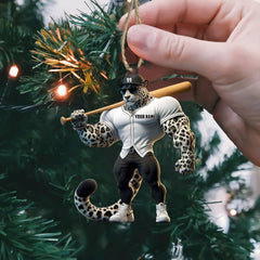 Maxcorners Baseball Leopard Christmas Ornament, Personalized Ornament 2D Flat LM2211