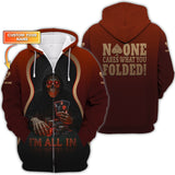 Custom Poker Shirt I'm All In Red Skull Design No One Cares What You Folded Poker Games T Shirts