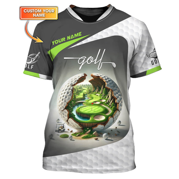 Maxcorners Golf Polo Shirts Unique Golf Ball Design Opening to a Scenic Golf Course, Golf Gifts for Dad, Golf Team Shirts