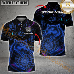 Maxcorners Darts Neon Wolf Dart Multicolor Customized Name, Team Name 3D Shirts
