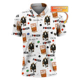 Poker And Whiskey Custom Name Shirt - I'm All In Poker Skull Poker Pattern Tees