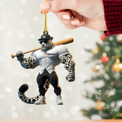 Maxcorners Baseball Leopard Christmas Ornament, Personalized Ornament 2D Flat LM2211