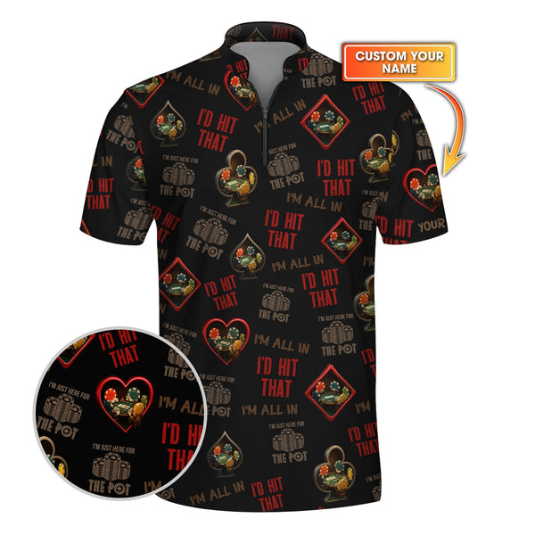 I'd Hit That Poker Chip Personalized Name T Shirt Poker Theme Outfit - Poker Club Shirts for Team