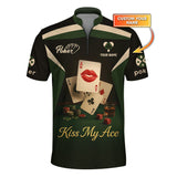 Kiss My Ace Poker Shirt, Funny Poker Polos, Personalized Name Poker Shirts