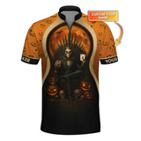 Personalized Name Skeleton Poker Polos, Poker Halloween Shirt, Funny Poker T-Shirt For Men's
