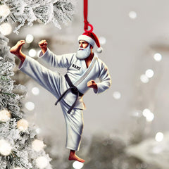 Maxcorners Karate Santa Ornament, Personalized Ornament 2D Flat LM2211