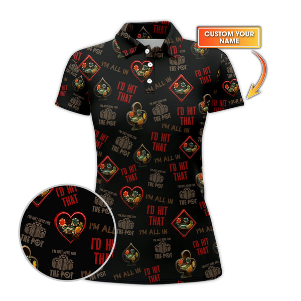 I'd Hit That Poker Chip Personalized Name T Shirt Poker Theme Outfit - Poker Club Shirts for Team