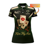 Kiss My Ace Poker Shirt, Funny Poker Polos, Personalized Name Poker Shirts