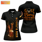 Maxcorners Golf & Beer Polos, Funny Beer Golf Shirt For Men's, Custom Name Golf Shirts For Beer Lovers