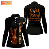 Maxcorners Golf & Beer Polos, Funny Beer Golf Shirt For Men's, Custom Name Golf Shirts For Beer Lovers