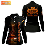 Maxcorners Golf & Bourbon Custom Golf Polos, Funny Golf Shirt for Men, I Like Bourbon and Golf Shirts