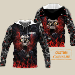 Maxcorners Customized Name Billiard Dead Stroke Pool 9 Ball Skull On Fire 3D All Over Printed Clothes