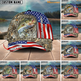 Maxcorners Personalized Premium American Fishing 3D Cap ( Large Mouth Bass, Walleye, Stripped Bass, Trout Fish, Catfish, Crappie, Salmon, Pike )