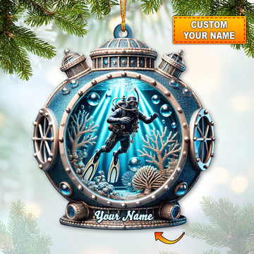 Maxcorners Custom Name Diving Ornament, Christmas Gift for Diving Lover 2D Flat LM2111